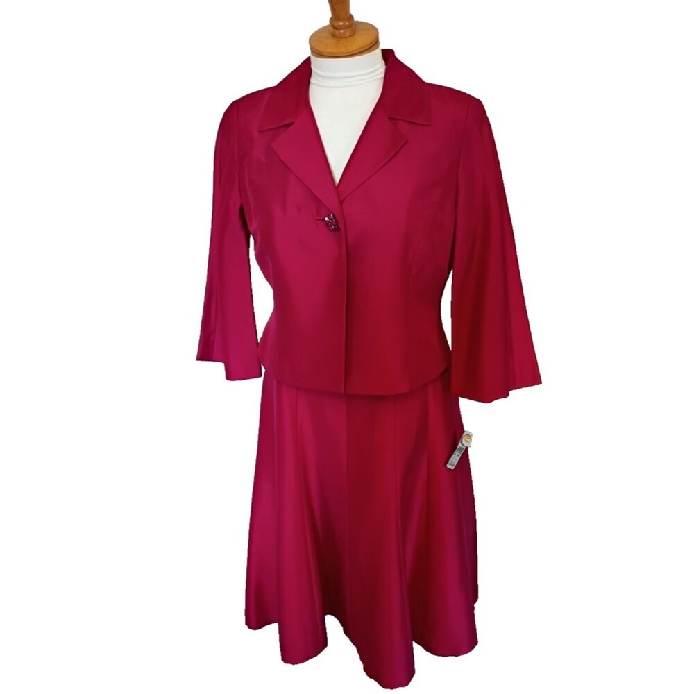 Talbot's Ruby Red Silk Shantung Jacket & Dress Size 6 Petite New with Tags